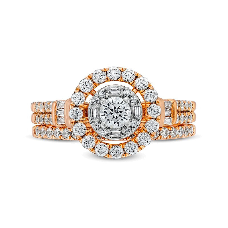 1.0 CT. TW Diamond Double Row Bridal Set in 10K Rose Gold