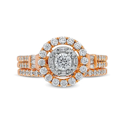 1.0 CT. TW Diamond Double Row Bridal Set in 10K Rose Gold