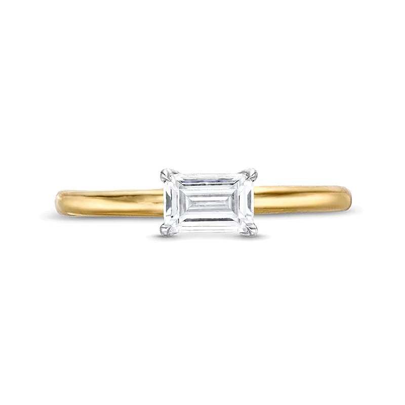 0.5 CT. Emerald-Cut Diamond Sideways Solitaire Ring in 14K Two-Tone Gold (I/I2)
