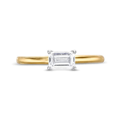 0.5 CT. Emerald-Cut Diamond Sideways Solitaire Ring in 14K Two-Tone Gold (I/I2)