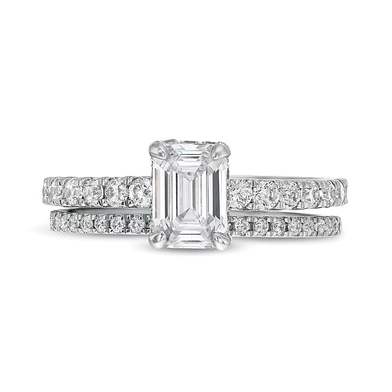 1.75 CT. TW Emerald Lab-Grown Diamond Bridal Set in 14K White Gold (F/SI2)
