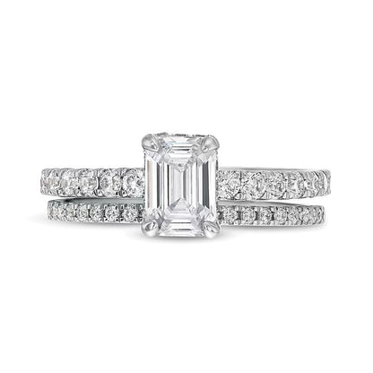 1.75 CT. TW Emerald Lab-Grown Diamond Bridal Set in 14K White Gold (F/SI2)