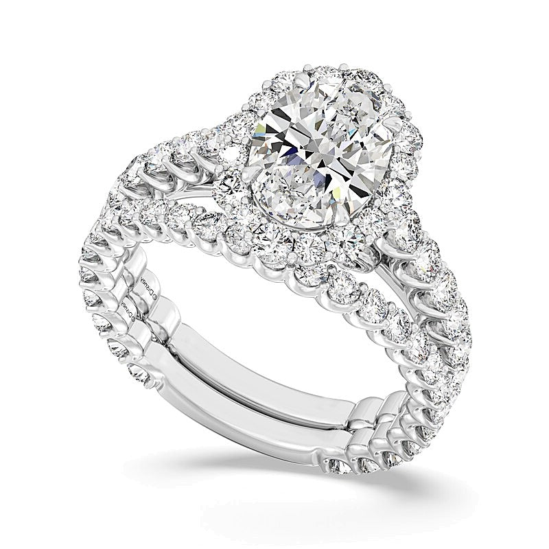 Enchanted Star Cinderella 4.75 CT. TW Oval Lab-Grown Diamond Frame Engagement Ring in 14K White Gold
