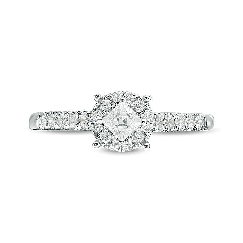 0.5 CT. TW Princess-Cut Diamond Tilted Frame Engagement Ring in 10K White Gold