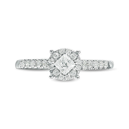0.5 CT. TW Princess-Cut Diamond Tilted Frame Engagement Ring in 10K White Gold