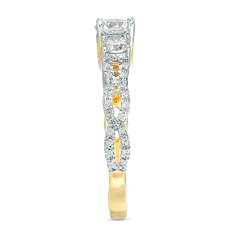 1.0 CT. TW Diamond Three Stone Braid Engagement Ring in 10K Gold