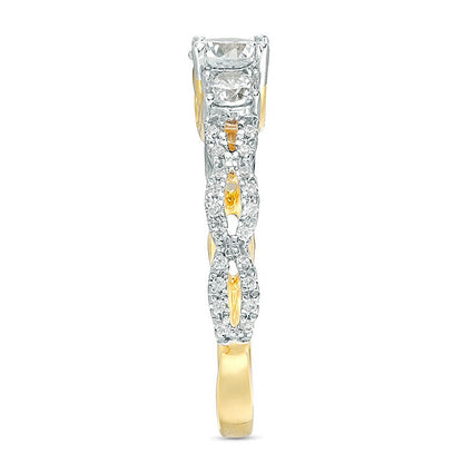 1.0 CT. TW Diamond Three Stone Braid Engagement Ring in 10K Gold