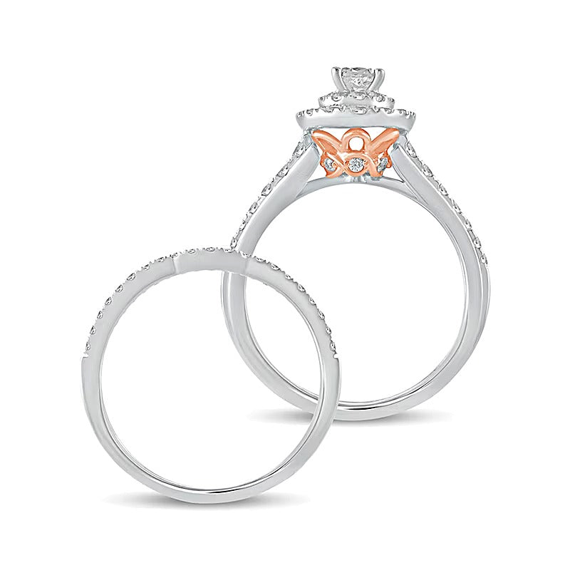 1.0 CT. TW Diamond Oval Frame Bridal Set in 10K Two-Tone Gold