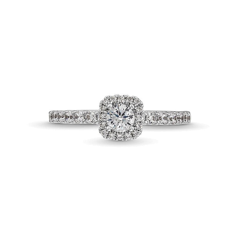 0.75 CT. TW Diamond Cushion-Shaped Frame Engagement Ring in 14K White Gold