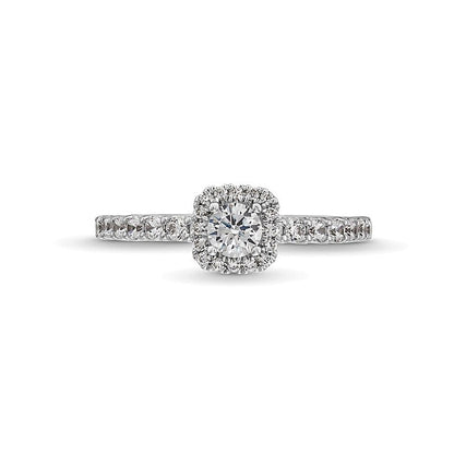 0.75 CT. TW Diamond Cushion-Shaped Frame Engagement Ring in 14K White Gold