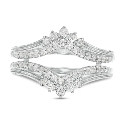 0.5 CT. TW Diamond Crown Vintage-Style Solitaire Enhancer in 10K White Gold