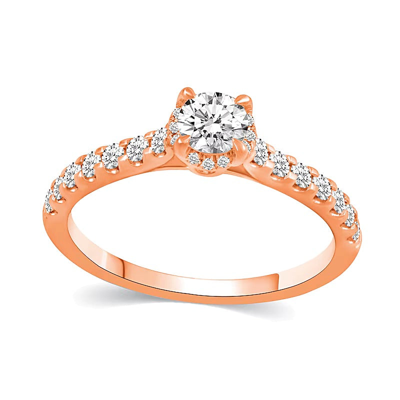 1.0 CT. TW Diamond Hidden Frame Bridal Set in 14K Rose Gold (I/I2)