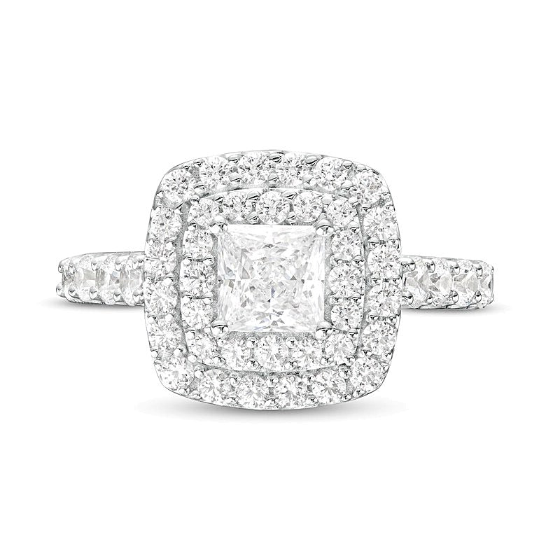 1.75 CT. TW Princess-Cut Lab-Grown Diamond Double Frame Engagement Ring in 14K White Gold (F/VS2)