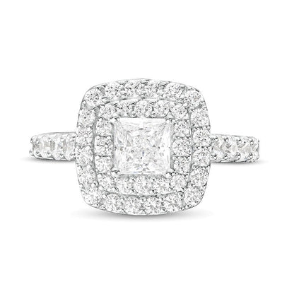 1.75 CT. TW Princess-Cut Lab-Grown Diamond Double Frame Engagement Ring in 14K White Gold (F/VS2)