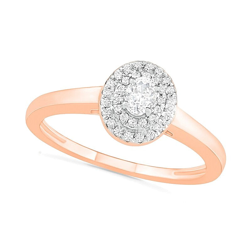 0.38 CT. TW Oval Diamond Double Frame Bridal Set in 10K Rose Gold