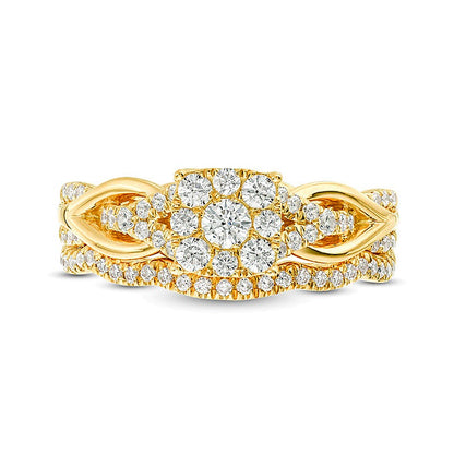 0.63 CT. TW Diamond Square Frame Knot Shank Bridal Set in 14K Gold