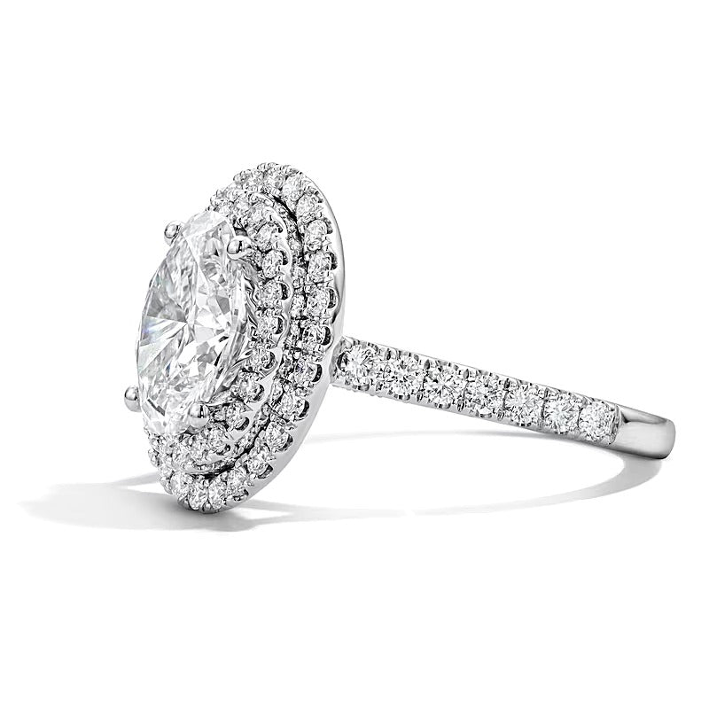 3.0 CT. TW Oval Lab-Grown Diamond Double-Frame Engagement Ring in 14K White Gold (F/VS2)