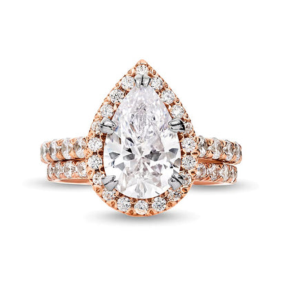 4.5 CT. TW Pear-Shaped Lab-Grown Diamond Frame Bridal Set in 14K Rose Gold (I/SI2)