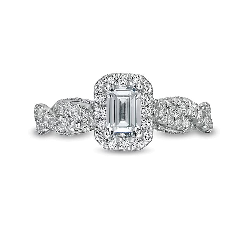 Zales Private Collection 1.0 CT. TW Emerald-Cut Diamond Frame Engagement Ring in 14K White Gold