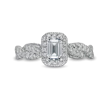 Zales Private Collection 1.0 CT. TW Emerald-Cut Diamond Frame Engagement Ring in 14K White Gold