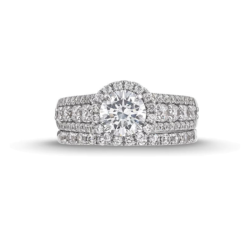 1.0 CT. TW Multi Diamond Pear Frame Bridal Set in 14K Gold