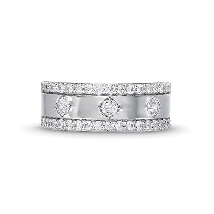 0.75 CT. TW Diamond Edge Center Station Band in 10K White Gold