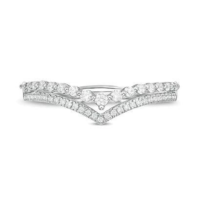 0.25 CT. TW Diamond Double Chevron Anniversary Band in 10K White Gold