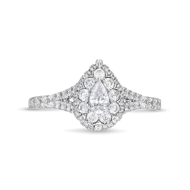 0.75 CT. TW Pear Multi-Diamond Split Shank Engagement Ring in 10K White Gold
