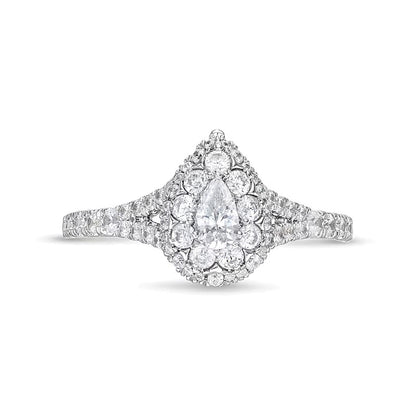 0.75 CT. TW Pear Multi-Diamond Split Shank Engagement Ring in 10K White Gold