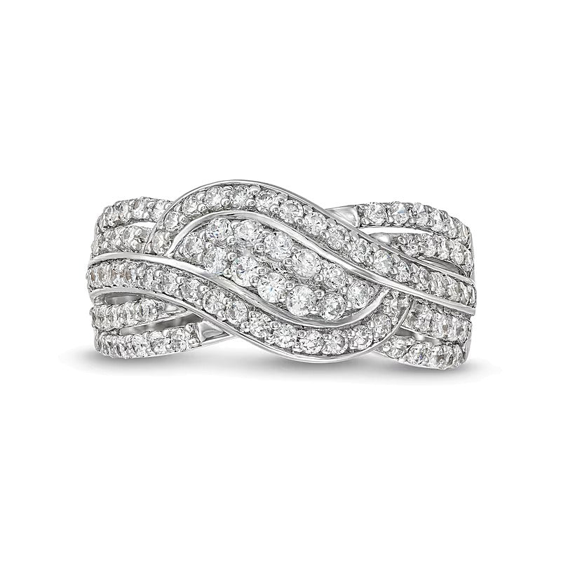 0.75 CT. TW Diamond Double Row Wave Bypass Ring in 10K White Gold