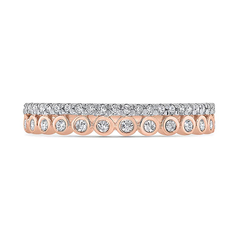 0.2 CT. TW Diamond Edge and Bezel Double Row Stackable Band in 10K Rose Gold