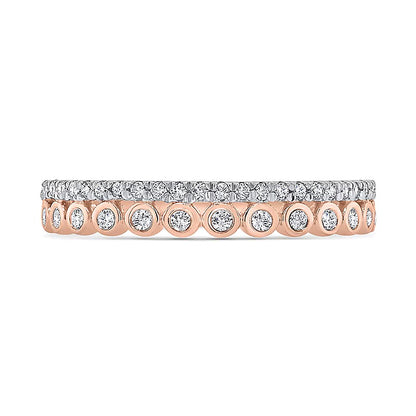 0.2 CT. TW Diamond Edge and Bezel Double Row Stackable Band in 10K Rose Gold