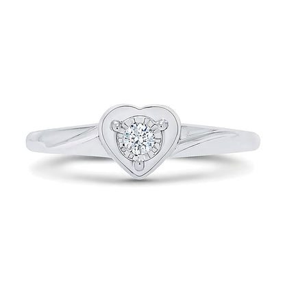 0.07 CT. Diamond Solitaire Stampato Heart Ring in 10K White Gold