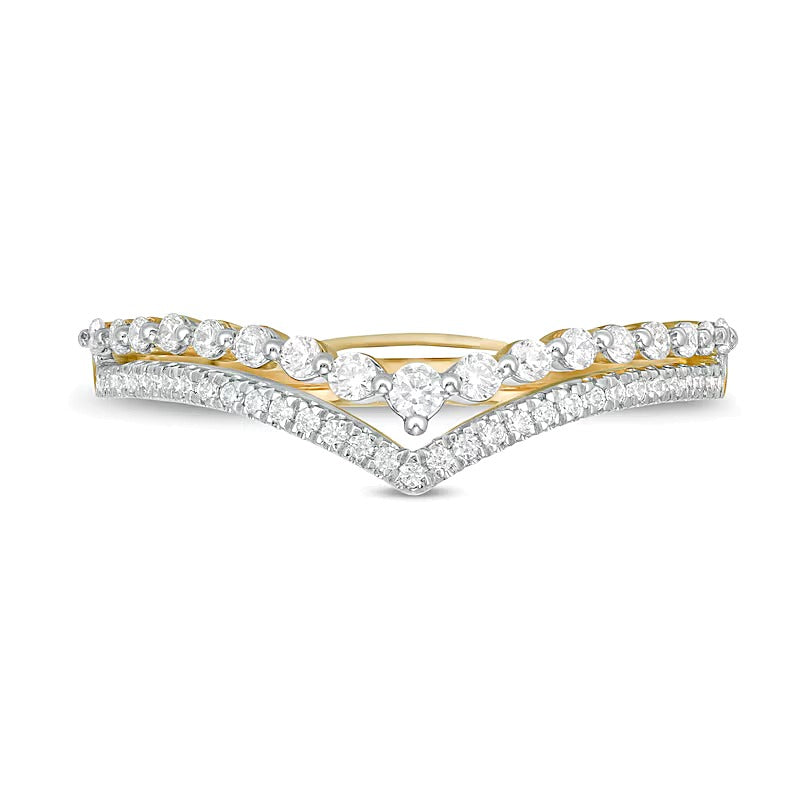 0.25 CT. TW Diamond Double Chevron Anniversary Band in 10K Gold