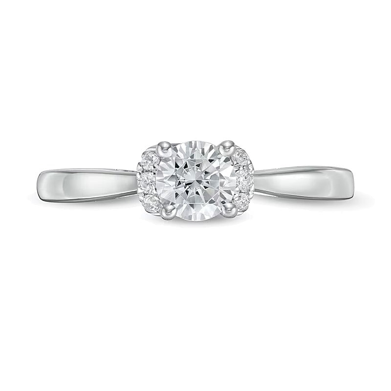 0.5 CT. TW Diamond Collar Engagement Ring in 14K White Gold (I/I2)