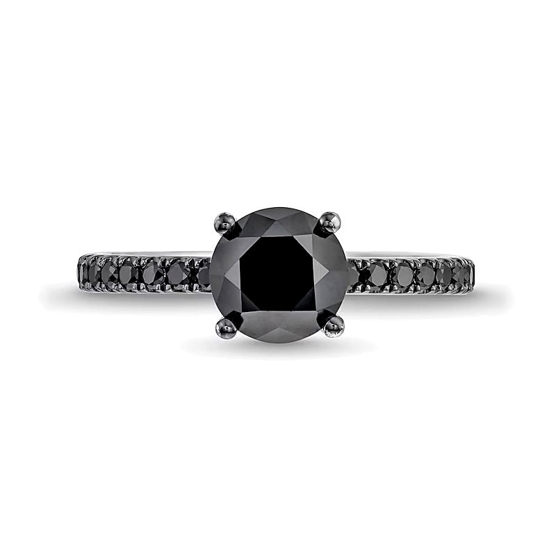 2.38 CT. TW Black Diamond Engagement Ring in 14K White Gold