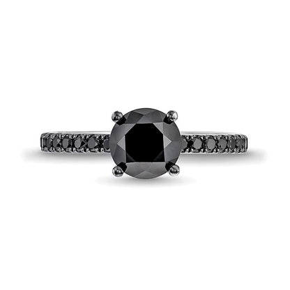 2.38 CT. TW Black Diamond Engagement Ring in 14K White Gold