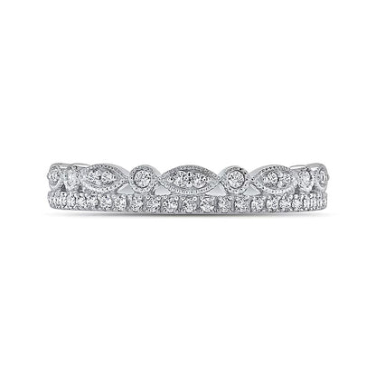 0.25 CT. TW Marquise Multi-Diamond Alternating Vintage-Style Ring in 10K White Gold