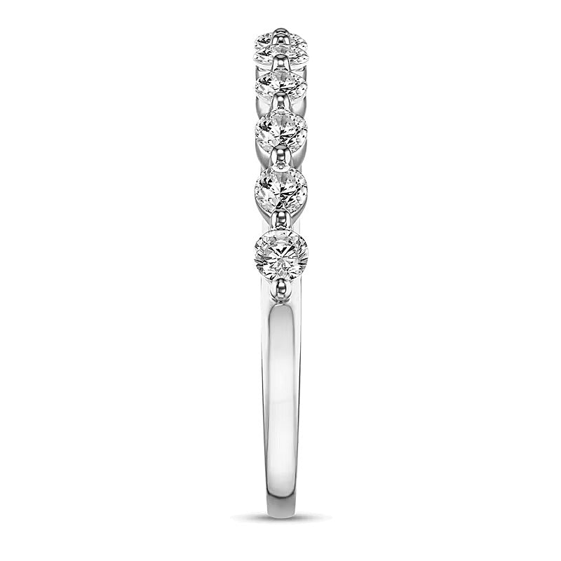 White Lab-Created Sapphire Wedding Band in 10K White Gold