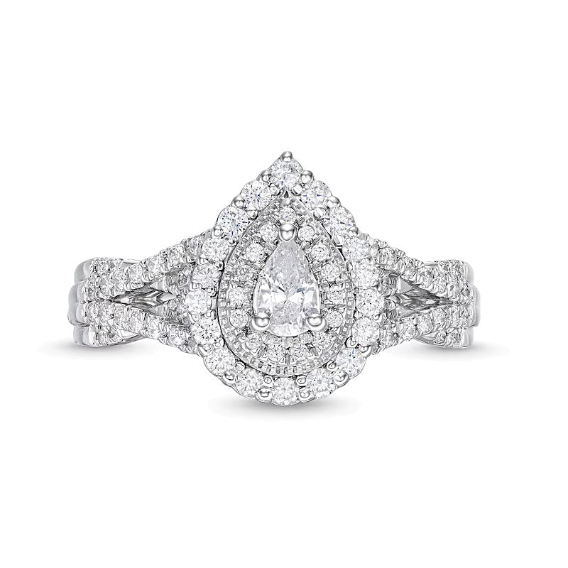 0.63 CT. TW Pear-Shaped Diamond Layered Twist Shank Engagement Ring in 10K White Gold