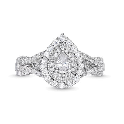 0.63 CT. TW Pear-Shaped Diamond Layered Twist Shank Engagement Ring in 10K White Gold