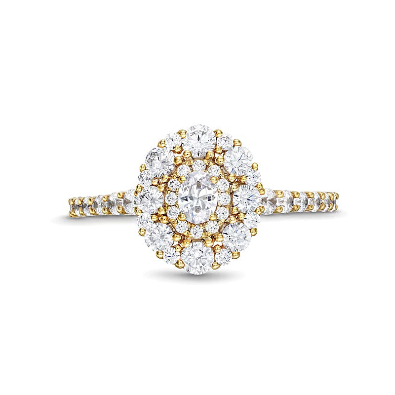 1.0 CT. TW Oval Diamond Frame Engagement Ring in 14K Gold (I/SI2)