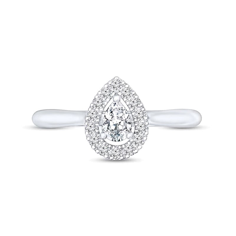 0.25 CT. TW Pear-Shaped Diamond Frame Promise Ring in 10K White Gold