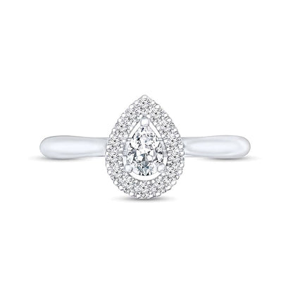 0.25 CT. TW Pear-Shaped Diamond Frame Promise Ring in 10K White Gold