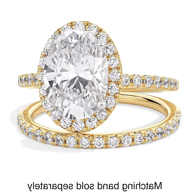3.5 CT. TW Oval Lab-Grown Diamond Frame Engagement Ring in 14K Gold (F/VS2)