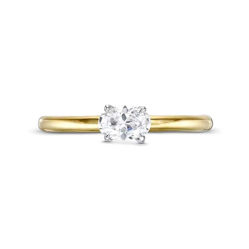 0.5 CT. Oval Diamond Sideways Solitaire Ring in 14K Two-Tone Gold (I/I2)