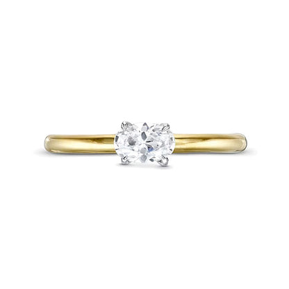 0.5 CT. Oval Diamond Sideways Solitaire Ring in 14K Two-Tone Gold (I/I2)