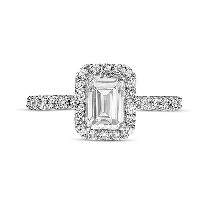 1.5 CT. TW Emerald-Cut Lab-Grown Diamond Frame Engagement Ring in 14K White Gold (F/VS2)