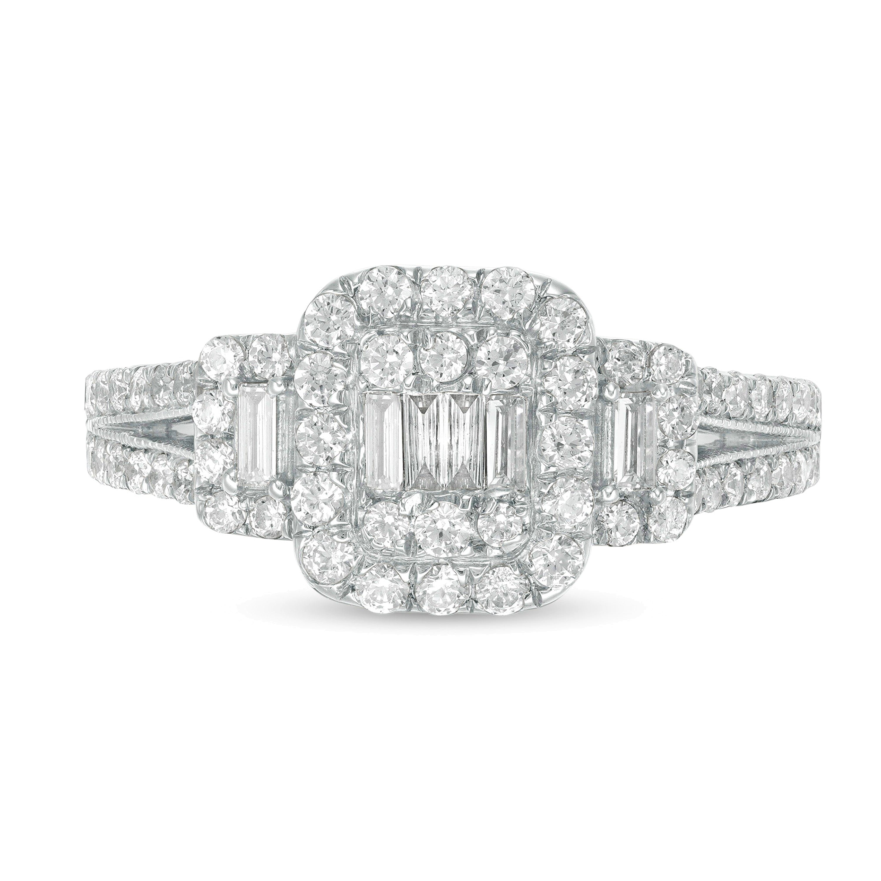 0.88 CT. TW Composite Diamond Cushion Frame Engagement Ring in 10K White Gold