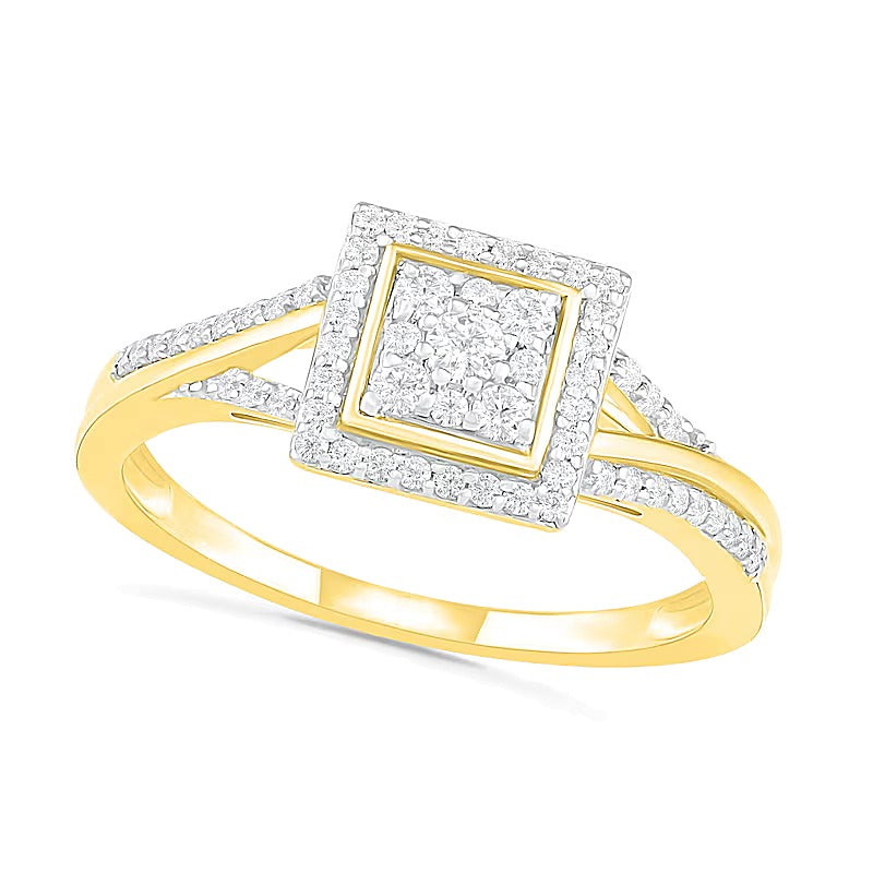 0.38 CT. TW Composite Diamond Square Frame Split Shank Bridal Set in 10K Gold